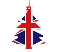 Colgantes de madera de Navidad impresos con la bandera del Reino Unido, simples y respetuosos con el medio ambiente, decoraciones navideñas