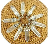 Colgantes de péndulo de piedras preciosas naturales, collares para hacer joyas DIY, 24 Uds,Cristal