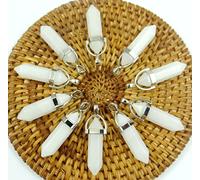 Colgantes de péndulo de piedras preciosas naturales, collares para hacer joyas DIY, 24 Uds,jade blanco
