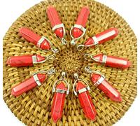 Colgantes de péndulo de piedras preciosas naturales, collares para hacer joyas DIY, 24 Uds,jade rojo