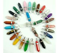 Colgantes de péndulo de piedras preciosas naturales, collares para hacer joyas DIY, 24 Uds,Mezclado