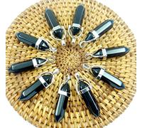 Colgantes de péndulo de piedras preciosas naturales, collares para hacer joyas DIY, 24 Uds,Ónix negro