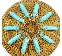 Colgantes de péndulo de piedras preciosas naturales, collares para hacer joyas DIY, 24 Uds,Turquesa