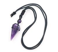 Colgantes de piedra natural, collar de amatistas de lapislázuli envuelto en cuerda negra de cuarzo de cristal rosa Hexagonal para hombres, joyería femenina,Amatista