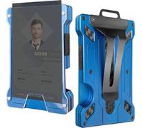 Colgantes de Tarjetas, Cartera Delgada de Aluminio, Titular de Tarjetas de Identificación, Portatarjetas de Crédito con Bloqueo RFID, Cartera Minimalista para Hombre y Mujer (Azul Claro)