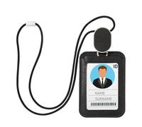 Colgantes de Tarjetas de Identificación Porta Badge de PU Tarjetero para Tarjetas con Cordón Desmontable para Oficina, Estudiante, Exposición y Negocios Negro