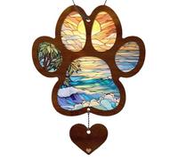 - Colgantes de vidrieras | de Patas Coloridas, Recuerdo conmemorativo de Cachorros, Monumento a Mascotas, Arte de Escultura de Perro, decoración colgada en la Pared p