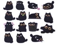 Colgantes de Zapatos de Gato Negro,15 PCS Pines para Crocs Zuecos Sanitarios,Adornos de PVC con Forma de Pata de Gato para Zuecos,para DIY,Decoración de Calzado para Adultos,Mujeres,Niños y Niñas