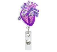 Colgantes Decorativos Carrete de insignia retráctil con purpurina, accesorio con lengüeta brillante para tirar, porta credencial de acrílico, portatarjetas identificación(D, 5 5x5 5x0 5cm)