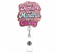 Colgantes Decorativos Carrete de insignia retráctil con purpurina, accesorio con lengüeta brillante para tirar, porta credencial de acrílico, portatarjetas identificación(S, 5 5x5 5x0 5cm)