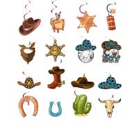 Colgantes en espiral de vaquero de 16 piezas, decoraciones para colgar en el techo, decoraciones para fiestas temáticas de vaqueros, decoraciones para fiestas del salvaje oeste