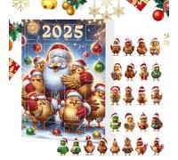 Colgantes Gallina Para Árbol De Navidad,Colgantes 2D De Acrílico Con - Cuenta Regresiva 2025 24-Días, Decoración Colgable Para Árbol De Navidad Espejo Coche Casa Fiesta