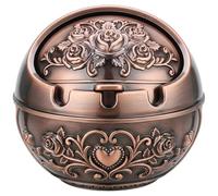 Colgantes modelo|Cenicero para exteriores, Cenicero de metal de cobre rojo con tapa, Tormenta para interiores y exteriores para balcón y sala de estar - Rosa vintage, en caja