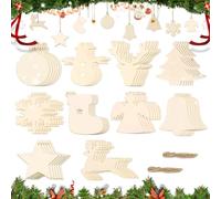 Colgantes para Árbol de Navidad 60pcs - Adornos Colgantes de Madera DIY - Artesanía para Pintar - Decoración para Colgar de Niños (60pcs)