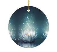 Colgantes redondos de cerámica de Navidad con estampado floral de loto mágico WHJDPP para chimeneas, puertas, ventanas, supermercados