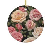 Colgantes redondos de cerámica de Navidad WHJSHOP muchos hermosos patrones de rosas son suaves y delicados para decoración de vacaciones, fiestas, bailes y escaparates