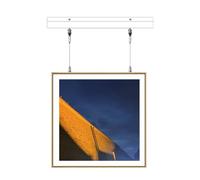 Colgar Cuadros Ganchos Ajustables para Riel de Clic, Kit Alambre para Colgar Cuadros, Colgadores Flexibles Blancos para Galerías Arte, con y Tapas Terminales(0.5 m/1.6' cable,54"/137cm Track)