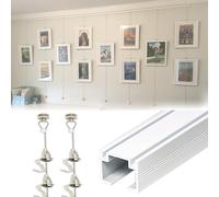 Colgar cuadros pesados Sistema de colgado para galerías de arte con alambre y ganchos, kit ajustable para colgar cuadros con cables de acero de 1 2 3 m(Black,4.9 ft/150 cm cable(2 hooks))