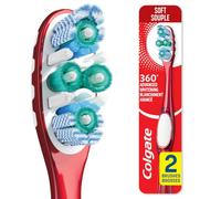 Colgate 360 Advanced Optic - Cepillo de dientes blanco, suave, 2 unidades