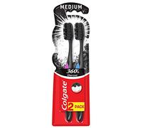 Colgate 360° Black, cepillo de dientes mediano, paquete de 2