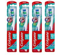 Colgate 360 Cepillo de dientes de boca entera con limpiador de lengua, tamaño mediano, 4 unidad, Blanco