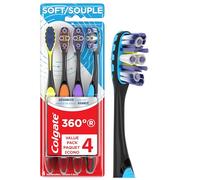 Colgate 360 Total Advanced - Cepillo de dientes delgado con punta de hilo dental, suave (paquete de 4)