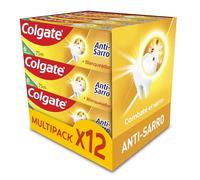 Colgate Anti-Sarro, Pasta de Dientes Blanqueadora, Pack 12x75 ml | Dentífrico blanqueador anticaries con flúor, Cristales limpiadores eliminan manchas y sarro, Para toda la familia, Pack de 12
