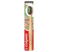 Colgate Bamboo Carbón, Cepillo de Dientes Ecológico Suave, 1 Ud | Cepillo dientes bambú 100% natural biodegradable, Cerdas carbón punta fina, Limpieza profunda interdental