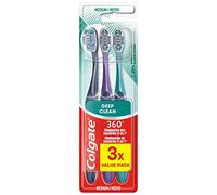 COLGATE - Cepillo de dientes 360 Deep Clean Medium - elimina las bacterias - las hebras interdentales limpian entre los dientes