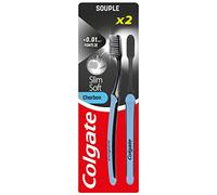 Colgate - Cepillo de dientes Colgate Slim Soft Active Carbón - Cepillo de dientes de carbón activado - Suave - Limpia con precisión - Lote de 2