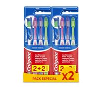 COLGATE Cepillo de dientes Extra Clean medio, limpia alcanzando hasta los dientes posteriores Pack 2+2, Multicolor (CP21509) (Paquete de 2)