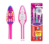 Colgate Cepillo de dientes Flex Zone, mediano, 3 unidades, cepillo de dientes manual para una limpieza suave de los dientes