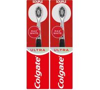 COLGATE - Cepillo de dientes manual Max White Ultra - Hebras con infusión de carbón - Diseñado para eliminar las manchas de la superficie (Paquete de 2)