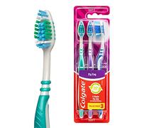 Colgate Cepillo de dientes manual Zig Zag, paquete de 3, cerdas suaves, alcance interdental