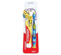 Colgate Cepillo de dientes Minion para niños (más de 6 años), extra suave con limpiador de lengua, 1 unidad y pasta de dientes Minion, 40 g