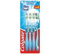 COLGATE - Cepillos de dientes Max Fresh - Mediano - Aliento fresco - Ayuda a eliminar la placa dental - Juego de 4 cepillos