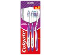 COLGATE - Cepillos de dientes medianos en zigzag - Limpieza profunda de espacios interdentales - X3