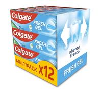 Colgate Fresh Gel Pasta de Dientes con Flúor, Pack 12 Uds x 75 ml, Dentrifíco con Protección Contra la Caries, Esmalte Sano y Fuerte, Aliento Fresco, Uso Diario, Sabor a Menta Refrescante
