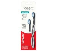 Colgate Keep Soft - Cepillo de dientes manual para adultos con 2 cabezales de cepillo blanqueador, color plateado