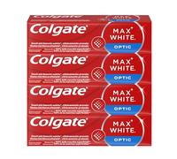 Colgate Max White Optic Dentífrico 4X75ml - Pasta de dientes blanqueadora - Fórmula clínicamente probada - Elimina hasta el 100% de las manchas superficiales - Blanqueo de dientes instantáneamente