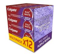 Colgate Max White Purple Reveal Pasta de Dientes Blanqueadora, Pack 12 x 75ml, Dentífrico Blanqueador de Dientes con Tecnología de Corrección Óptica del Color, Corrige al instante los Tonos Amarillos