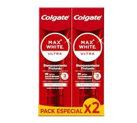 COLGATE Max White Ultra Active Foam Pasta de Dientes Blanqueadora con Flúor, Pack 2x75ml, Dentífrico Blanqueador Seguro con el Esmalte, Elimina Manchas Profundas*