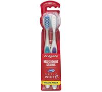 Colgate Optic White - Cepillo de dientes suave manual de cabeza completa, 2 unidades