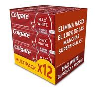 Colgate Pasta de Dientes Blanqueadora Max White Blanquea y Protege 12x75ml, Elimina Hasta el 100% de las Manchas Superficiales, Dientes 1 Tono Más Blancos, Seguro para el Esmalte para Uso Diario