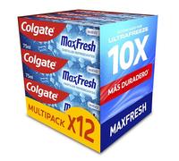 COLGATE - Pasta de Dientes Colgate Max White Cristales Refrescantes Pack 12 x 75 ml - Sabor Menta - Dentífrico con Flúor - Sensación de Frescor Instantáneo y 10 veces más Duradero