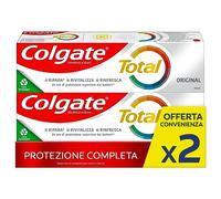 Colgate Pasta de dientes con ingredientes antibacterianos Total Original, para la protección de dientes, lengua, mejillas y encías, 2 x 75 ml