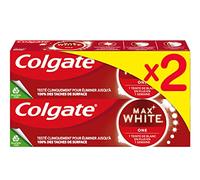 COLGATE - Pasta de dientes Max White One para mayor blancura - Clínicamente probado para eliminar hasta el 100% de las manchas superficiales - 2 x 75 ml