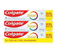 Colgate Pasta de dientes Total Original 3 x 125 ml XXL, pasta de dientes contra la caries y la placa, protege el esmalte dental