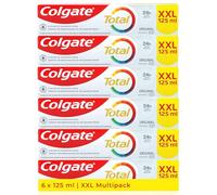 Colgate Pasta de dientes Total Original 6 x 125 ml XXL, pasta de dientes contra la caries y la placa, protege el esmalte dental