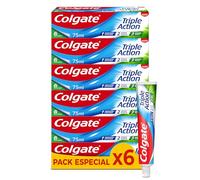 Colgate Triple Acción Pasta de Dientes, Pack 6 Uds x 75ml, Dentífrico con Flúor, Pasta de Dientes Anticaries, Ayuda a Mantener los Dientes Blancos, Refresca el Aliento , para Toda la Familia